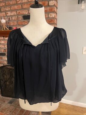 Lafayette 148 Chiffon Flutter Sleeve Women's Top